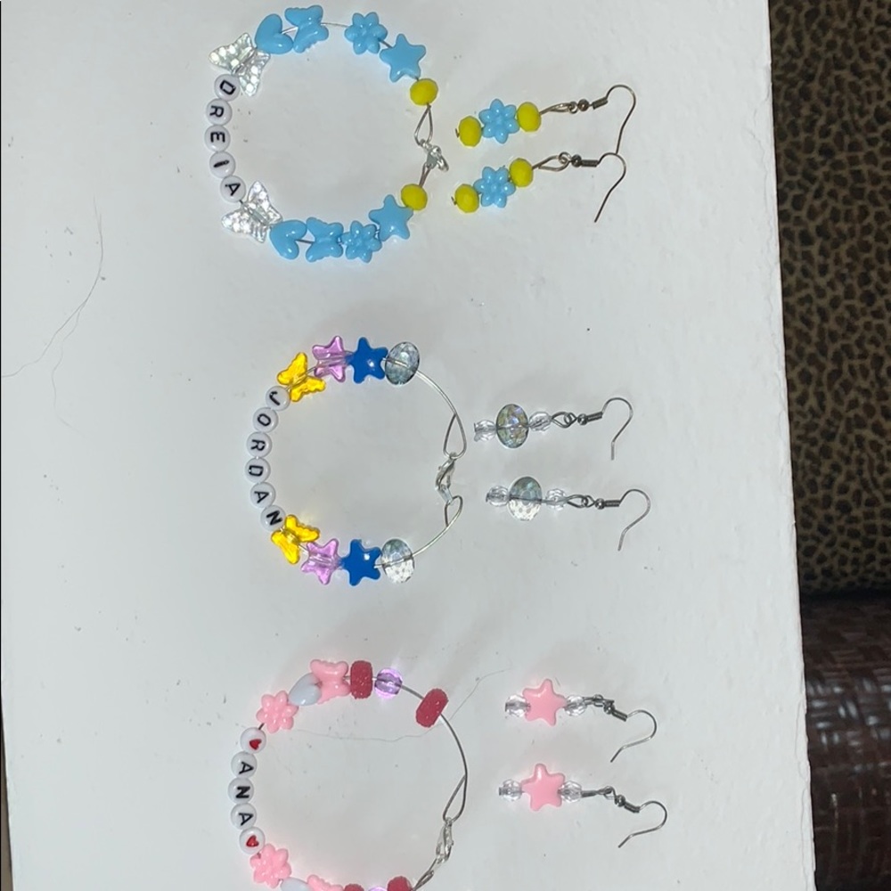 handmade custom y2k bracelets x matching earrings